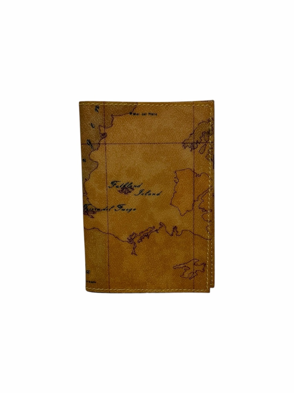 Alviero Martini Tan Map Leather Passport Case